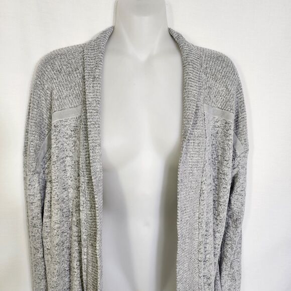 Maurices Womens Cardigan Sweater Medium Open Front Heathered Gray Velour Stripe - Picture 3 of 10
